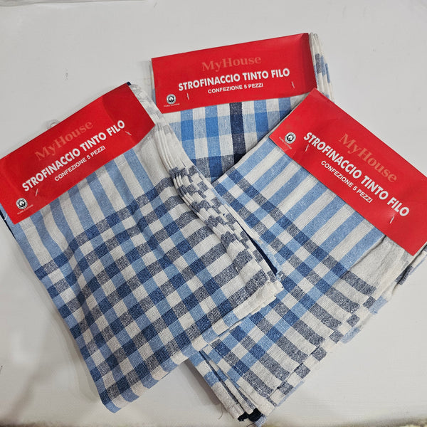 Confezione strofinaccio 5 pezzi tinto filo