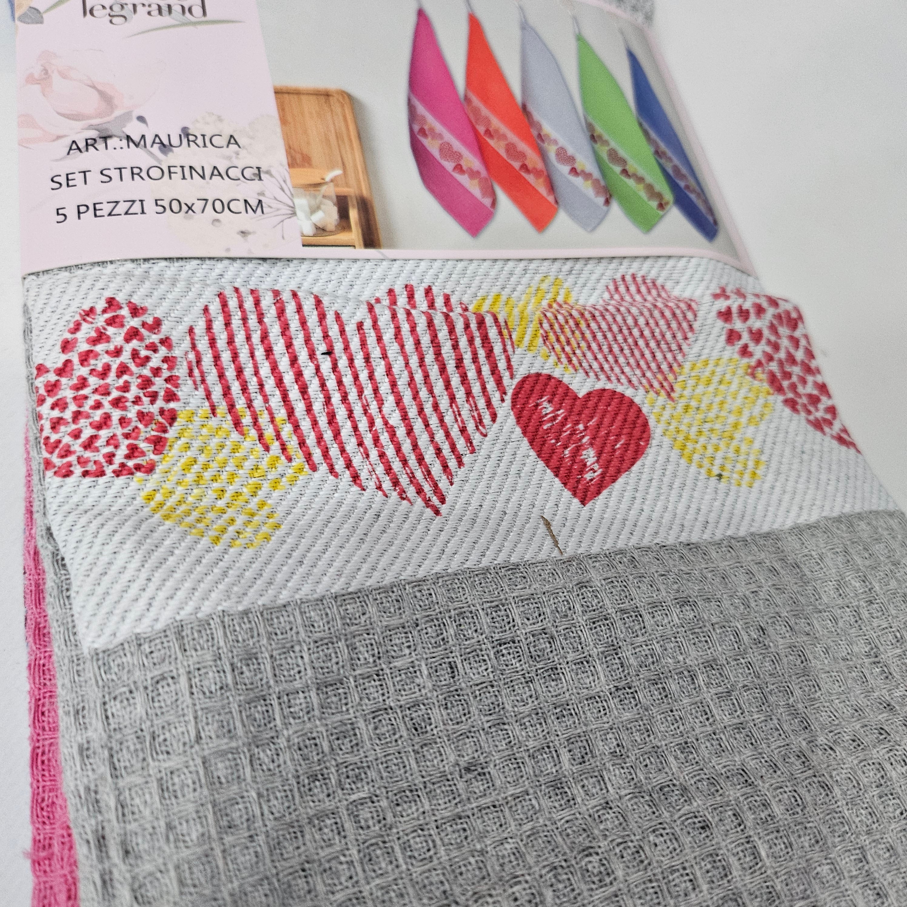 Set da 5 pezzi strofinacci  cuoricini