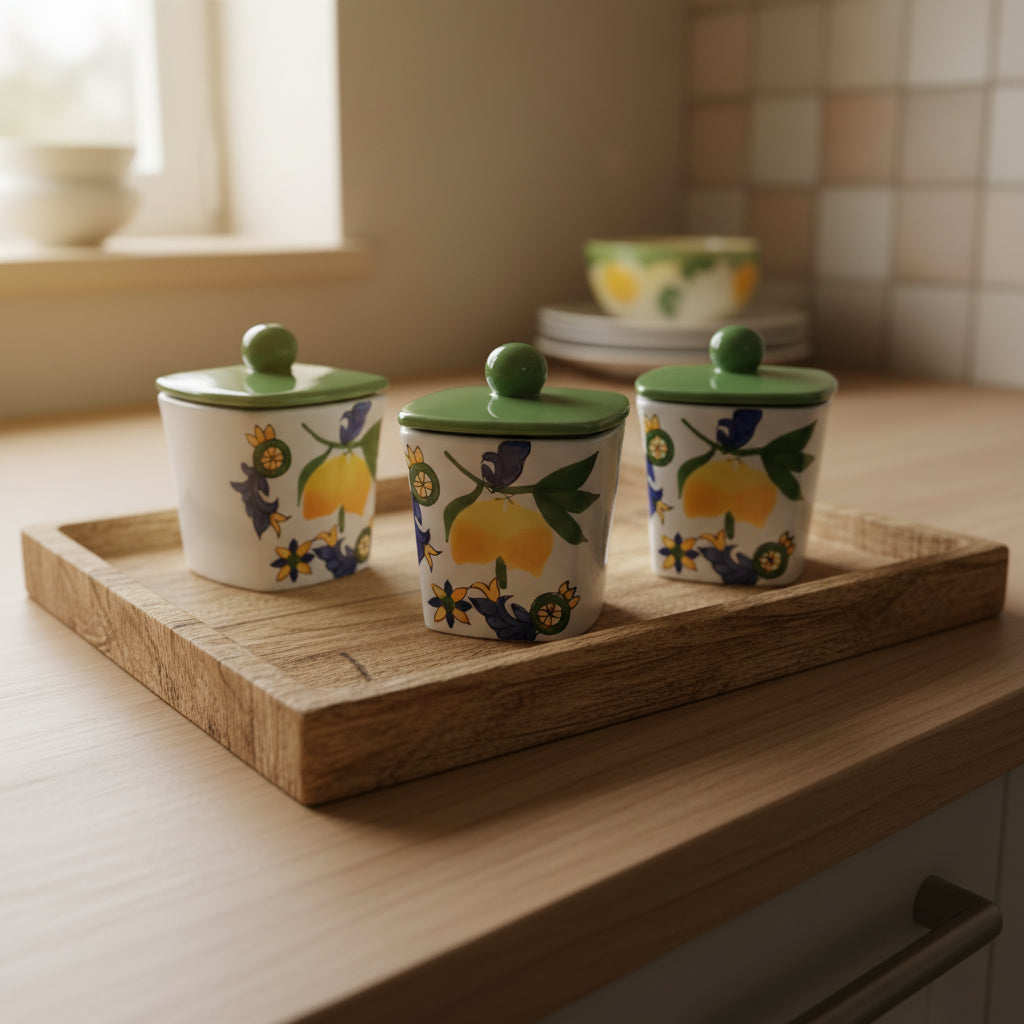 Set barattoli decoro limone/maiolica art.felicia