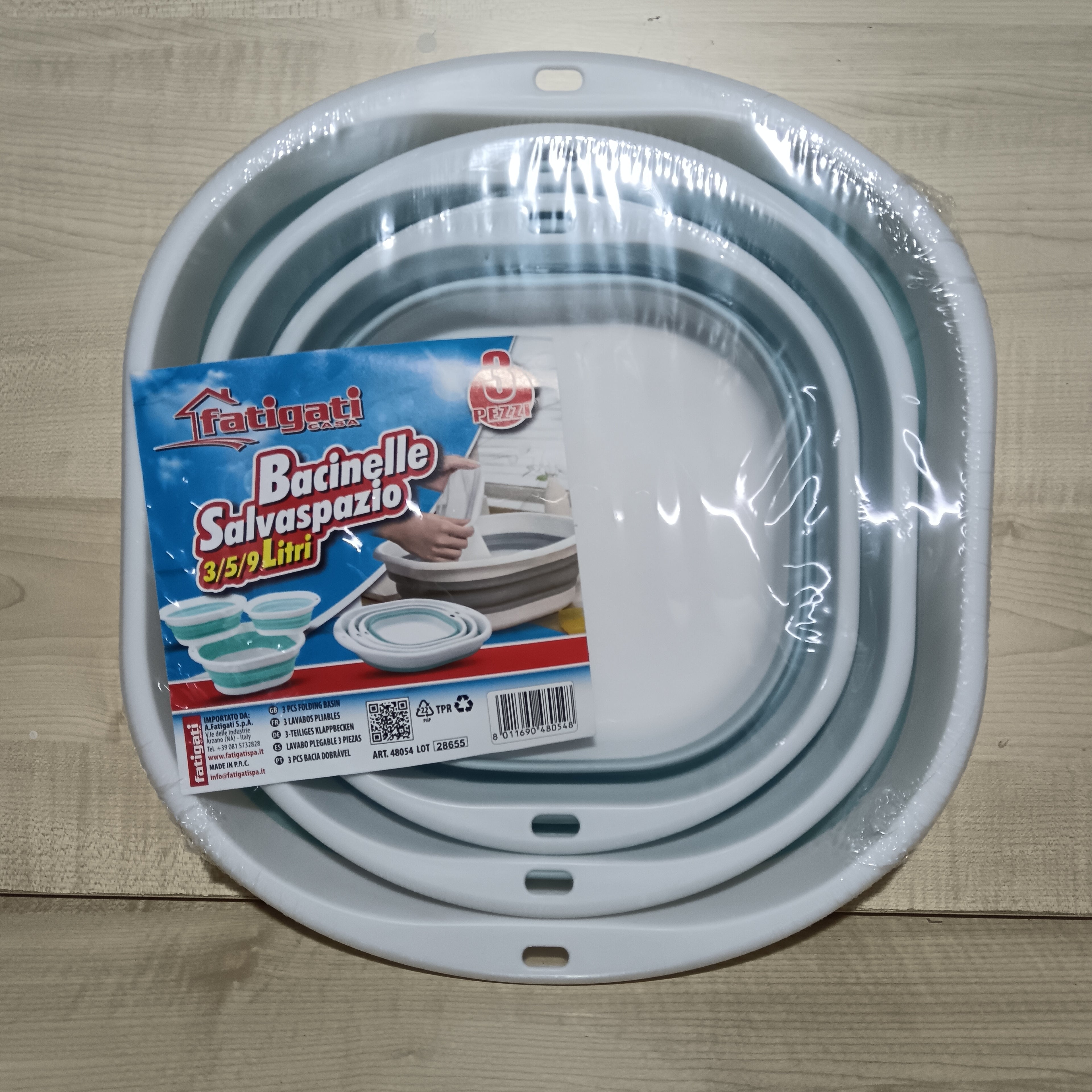 3 bacinelle salvaspazio fatigati 3L 5L 9L
