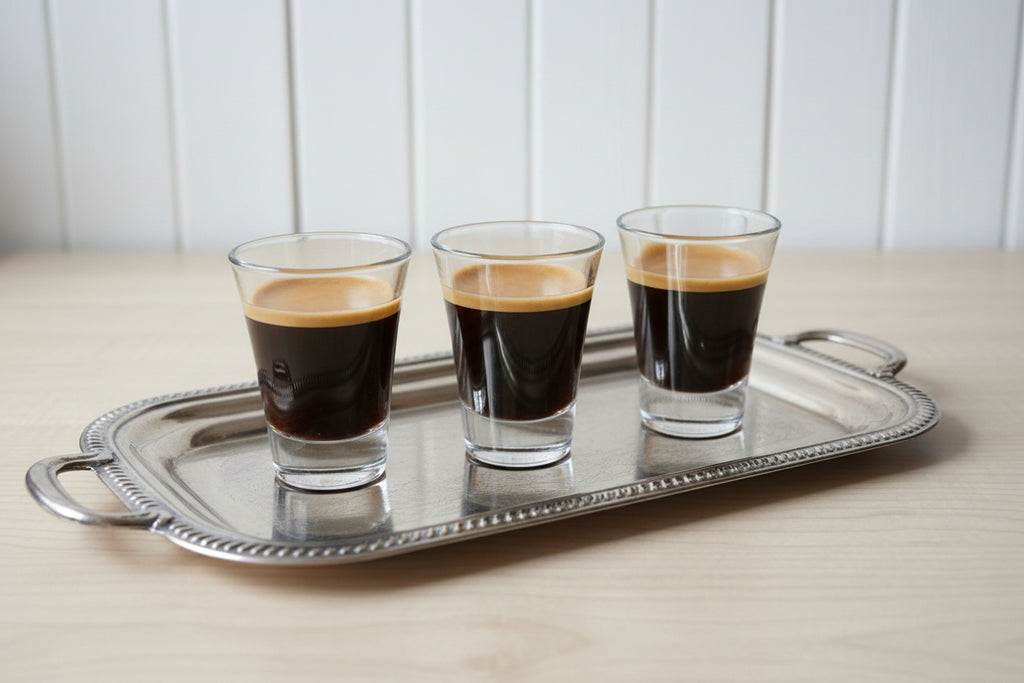 6 bicchierini da caffè in vetro fatigati da 70 ml