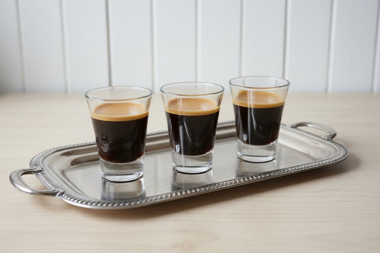 6 bicchierini da caffè in vetro fatigati da 70 ml