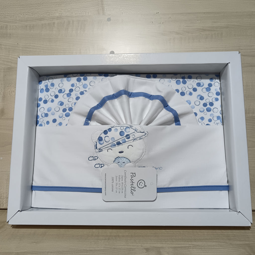 Lenzuola pastello carrozzina art LC21E Blu e bianco