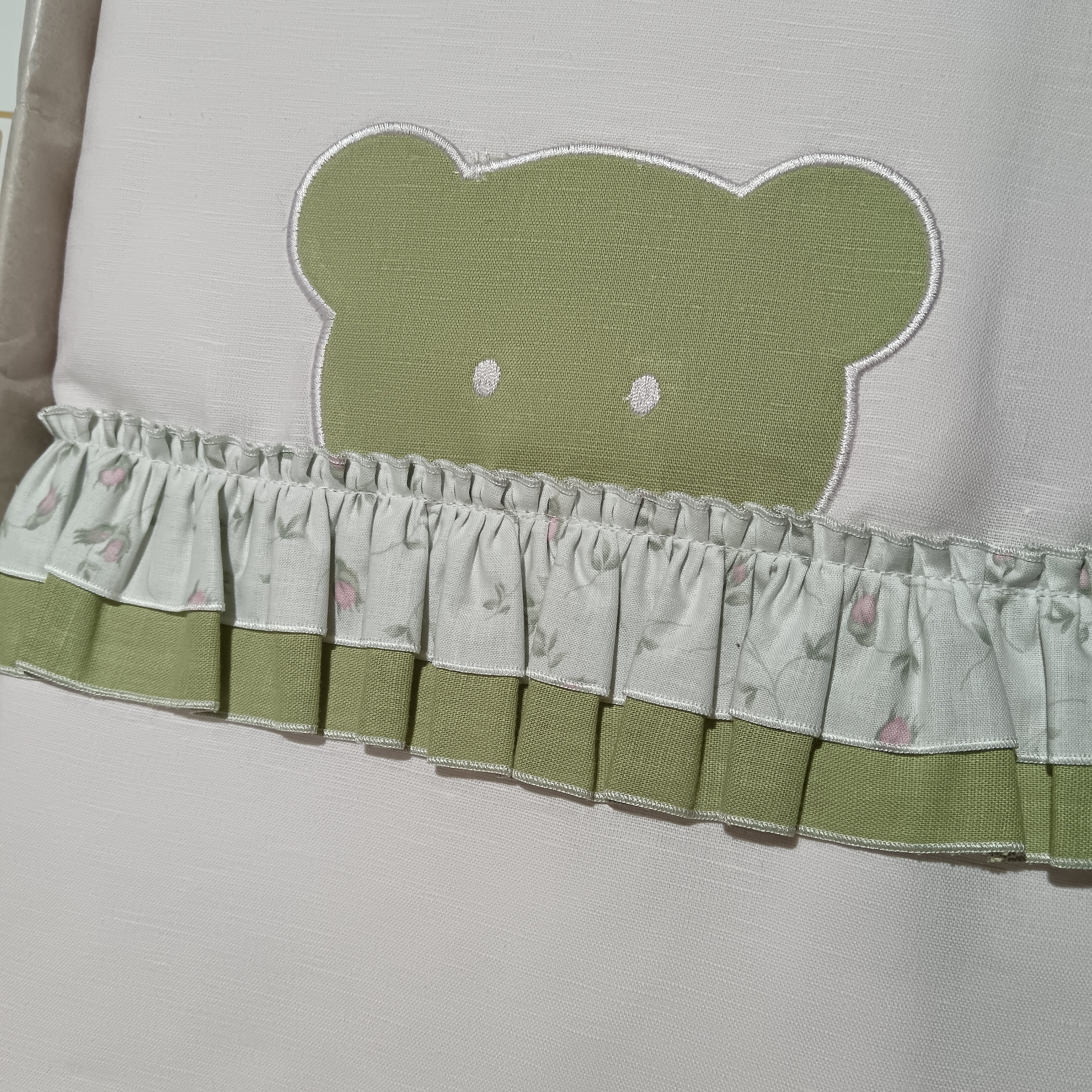 Copertina teneri e belli sfoderabile made in Italy orsetto rosa e verde
