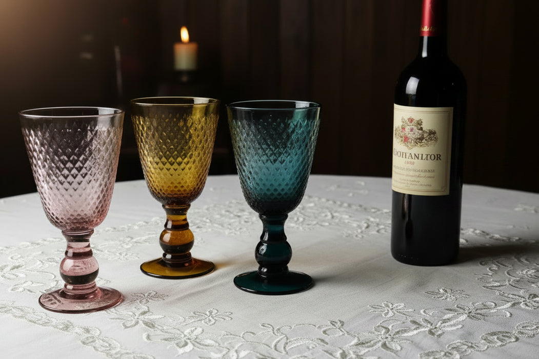 Set calici vino in vetro Hanna home art. BC0051 VARI COLORI