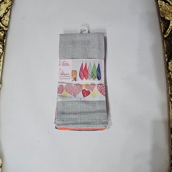 Set da 5 pezzi strofinacci  cuoricini