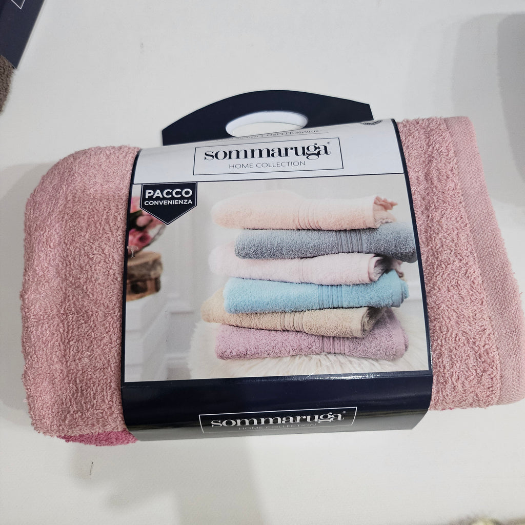 Set sommaruga 6 pezzi 3+3 asciugamani  tinta unita