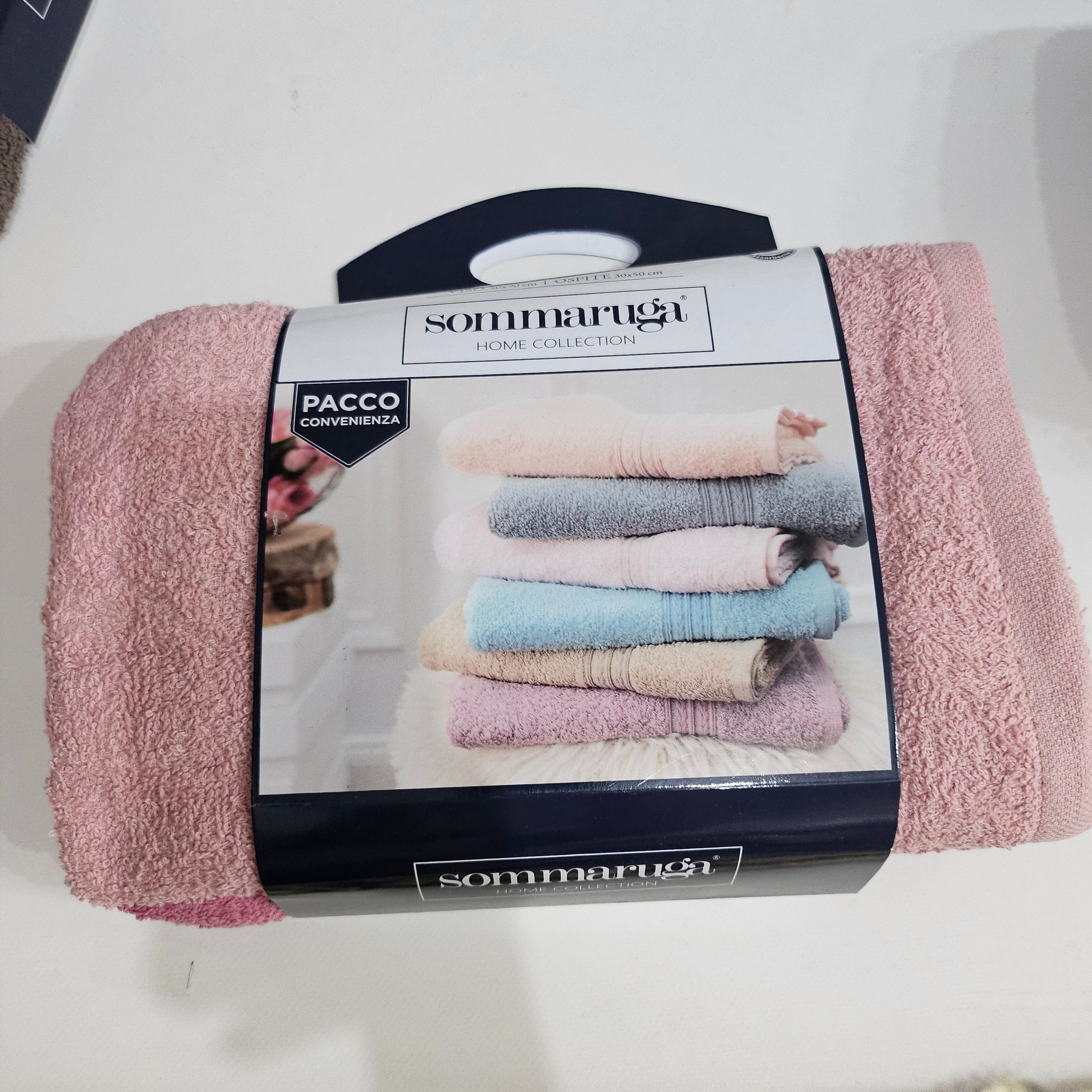 Set sommaruga 6 pezzi 3+3 asciugamani  tinta unita