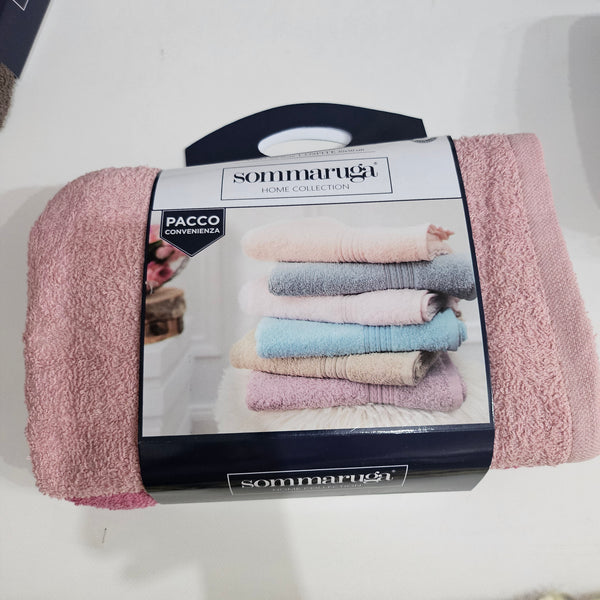 Set sommaruga 6 pezzi 3+3 asciugamani  tinta unita