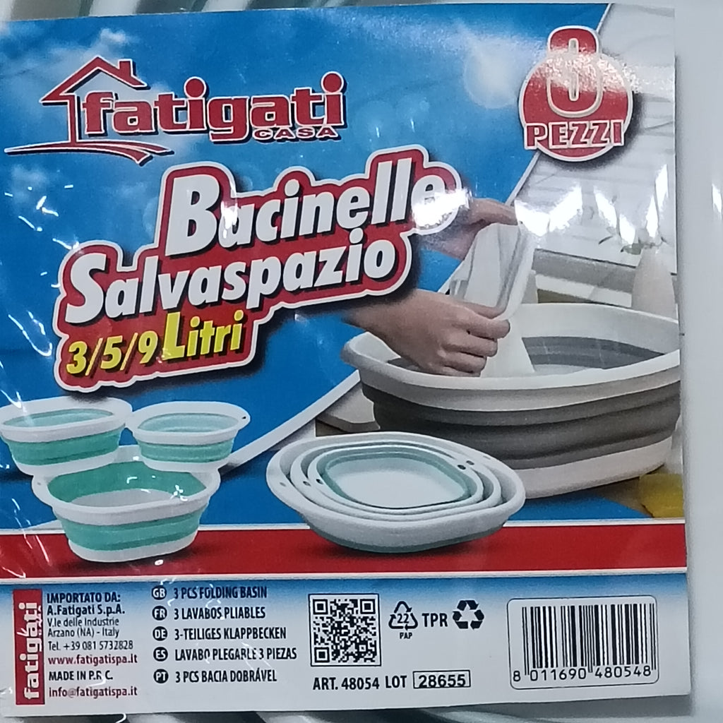 3 bacinelle salvaspazio fatigati 3L 5L 9L
