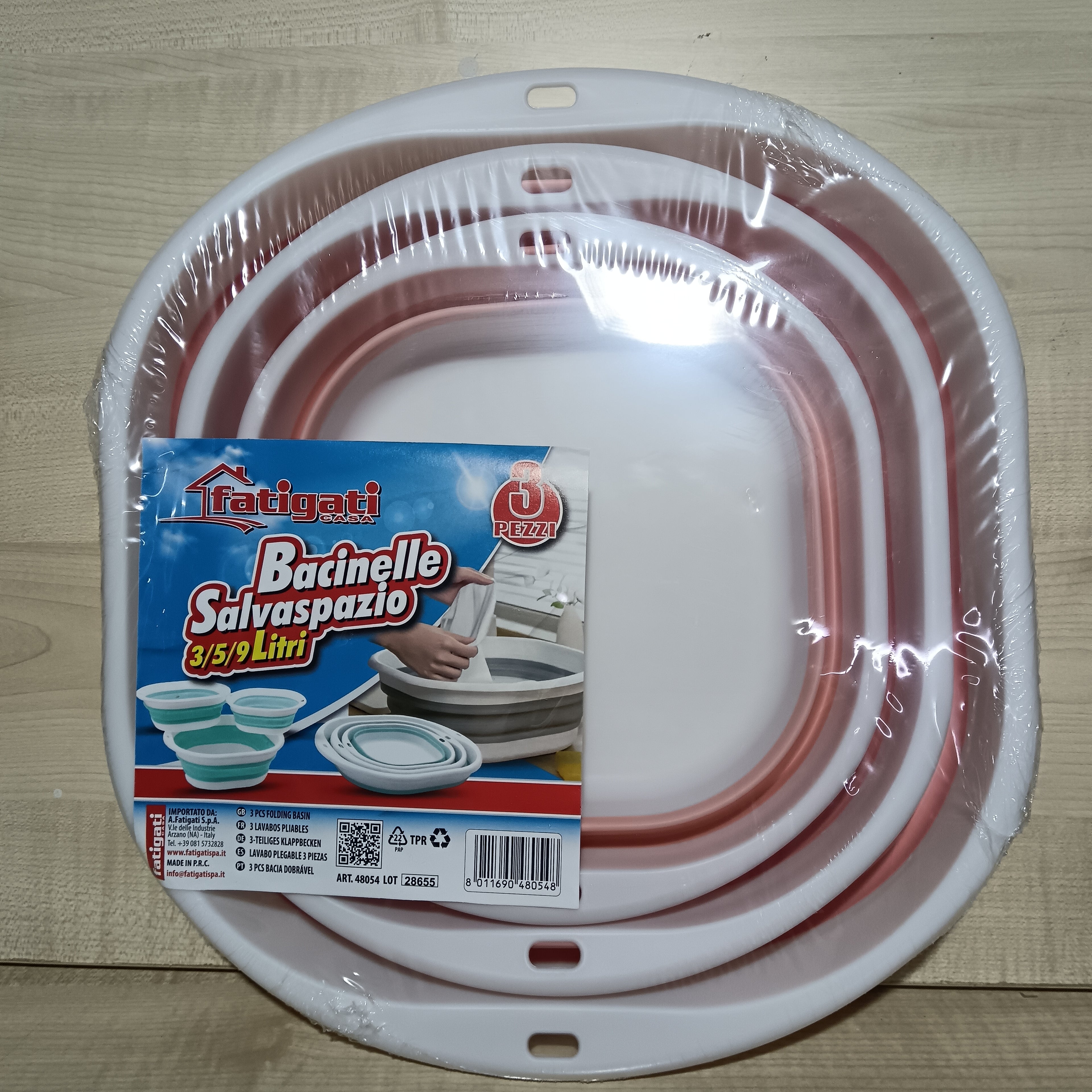 3 bacinelle salvaspazio fatigati 3L 5L 9L